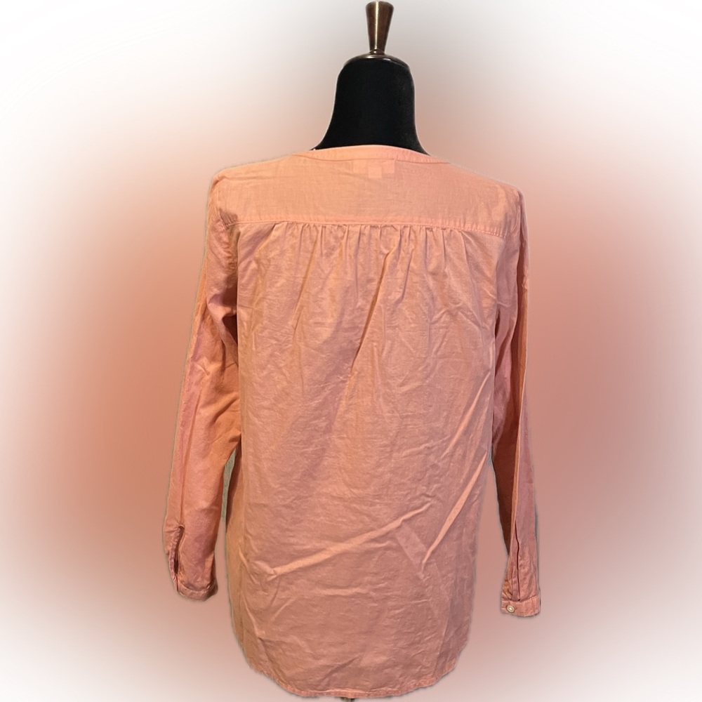 LOFT by Ann Taylor Peachy Pink Mandarin Collar Button Down Top size S - Picture 3 of 12